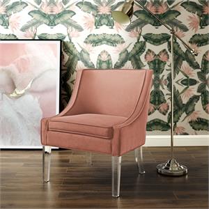 Posh Living Juelz Velvet Swooped Arm Accent Chair in Blush Pink