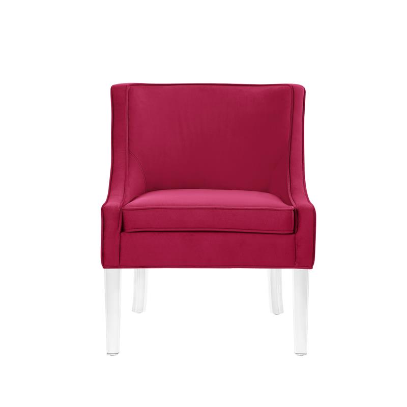 Posh Living Juelz Velvet Swooped Arm Accent Chair in Hot Pink