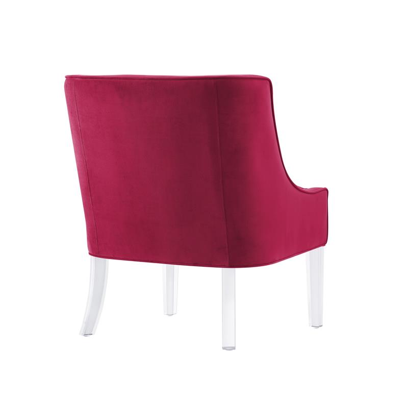 Posh Living Juelz Velvet Swooped Arm Accent Chair in Hot Pink