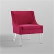 Posh Living Juelz Velvet Swooped Arm Accent Chair in Hot Pink
