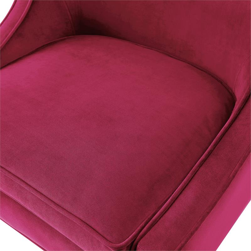 Posh Living Juelz Velvet Swooped Arm Accent Chair in Hot Pink