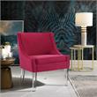 Posh Living Juelz Velvet Swooped Arm Accent Chair in Hot Pink