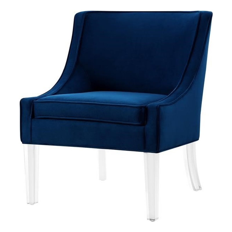 Posh Living Juelz Velvet Swooped Arm Accent Chair in Navy