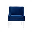 Posh Living Juelz Velvet Swooped Arm Accent Chair in Navy