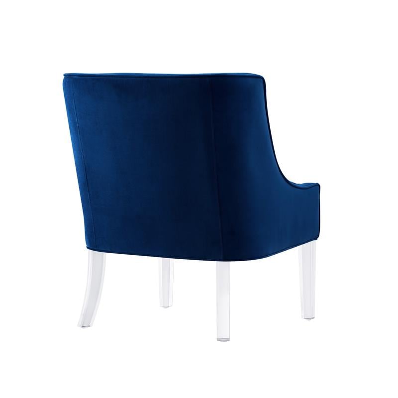 Posh Living Juelz Velvet Swooped Arm Accent Chair in Navy