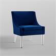 Posh Living Juelz Velvet Swooped Arm Accent Chair in Navy