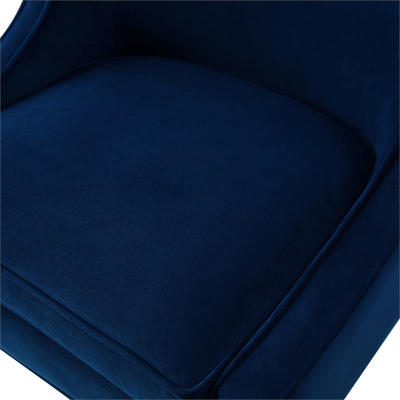 Posh Living Juelz Velvet Swooped Arm Accent Chair in Navy