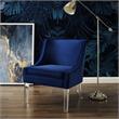 Posh Living Juelz Velvet Swooped Arm Accent Chair in Navy
