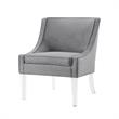 Posh Living Juelz Velvet Swooped Arm Accent Chair in Light Gray