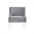 Posh Living Juelz Velvet Swooped Arm Accent Chair in Light Gray