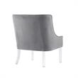 Posh Living Juelz Velvet Swooped Arm Accent Chair in Light Gray