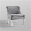 Posh Living Juelz Velvet Swooped Arm Accent Chair in Light Gray