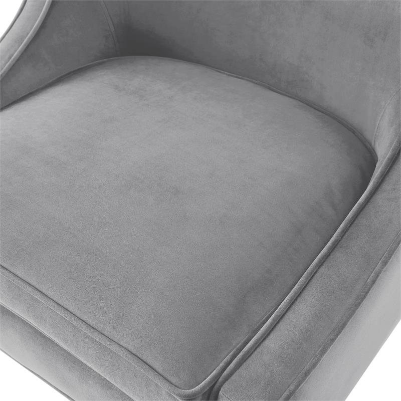 Posh Living Juelz Velvet Swooped Arm Accent Chair in Light Gray