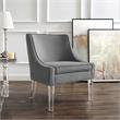 Posh Living Juelz Velvet Swooped Arm Accent Chair in Light Gray