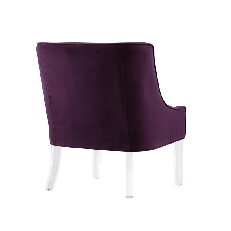 Posh Living Juelz Velvet Swooped Arm Accent Chair in Purple