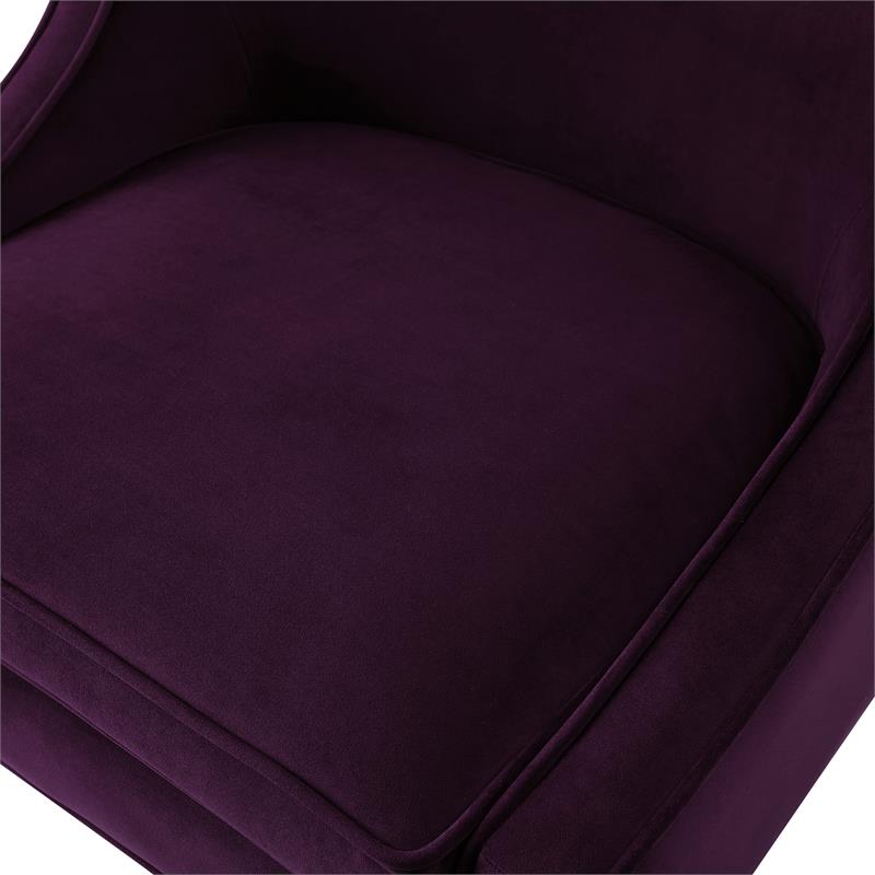 Posh Living Juelz Velvet Swooped Arm Accent Chair in Purple