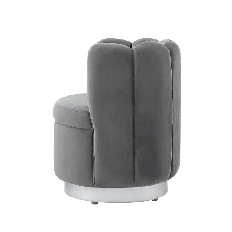 Posh Living Marcel Velvet Accent Chair in Light Gray/Chrome