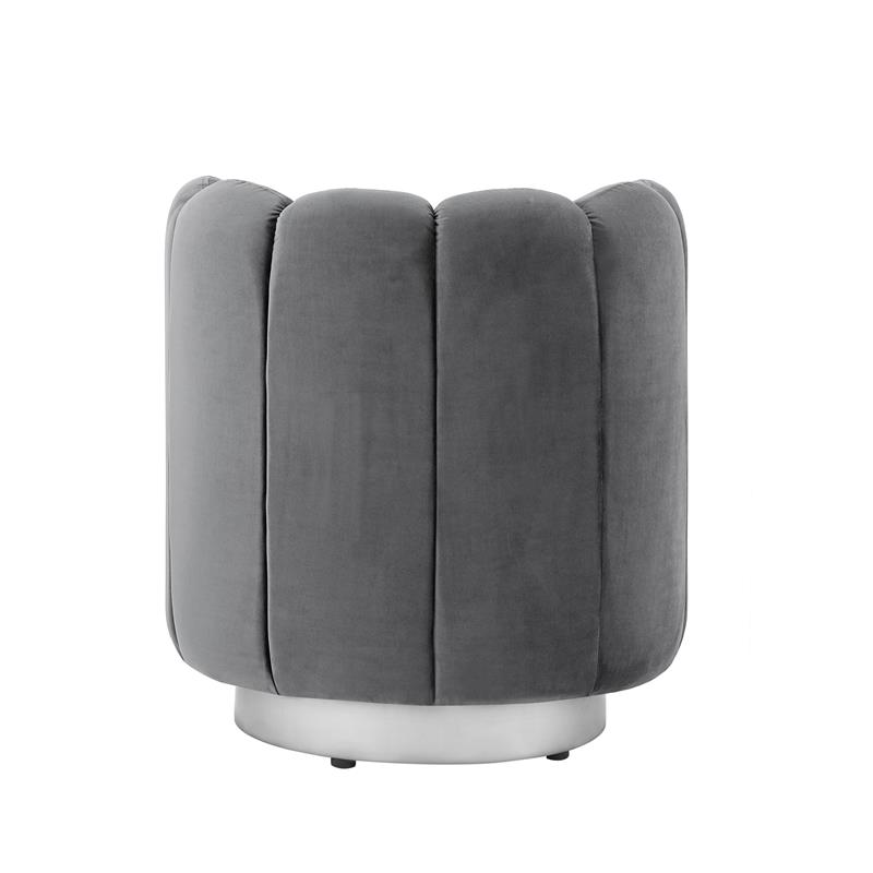 Posh Living Marcel Velvet Accent Chair in Light Gray/Chrome