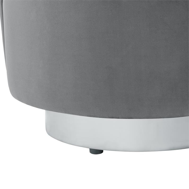 Posh Living Marcel Velvet Accent Chair in Light Gray/Chrome