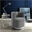 Posh Living Marcel Velvet Accent Chair in Light Gray/Chrome
