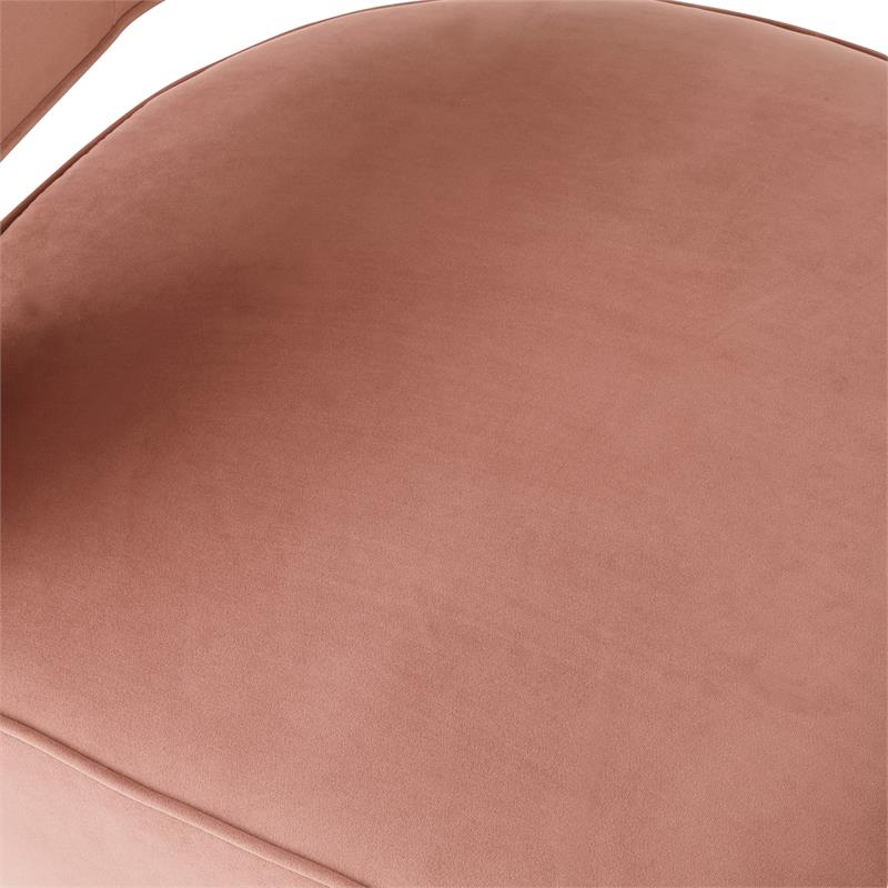Posh Living Crown Velvet Barrel Back Accent Chair in Blush Pink
