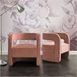 Posh Living Crown Velvet Barrel Back Accent Chair in Blush Pink