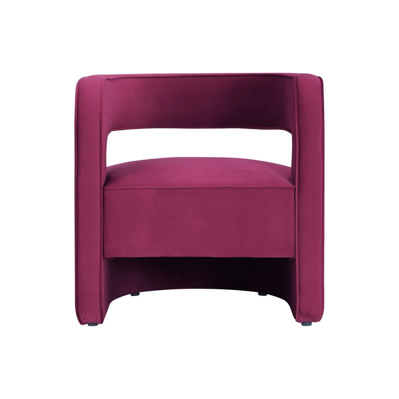Posh Living Crown Velvet Barrel Back Accent Chair in Fuchsia