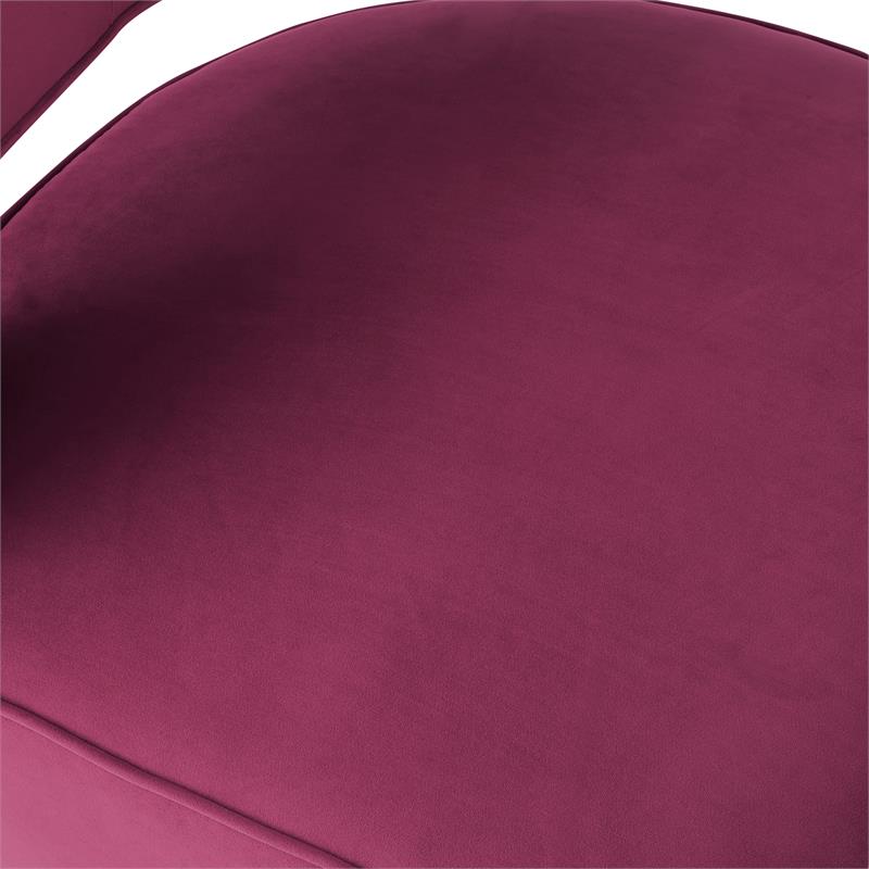 Posh Living Crown Velvet Barrel Back Accent Chair in Fuchsia