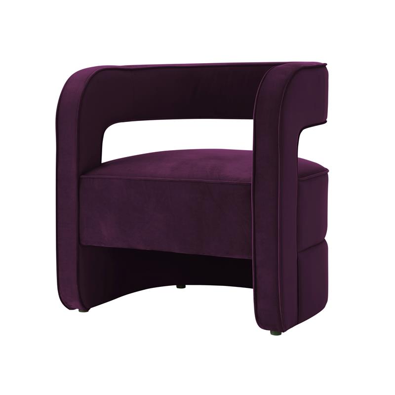 Posh Living Crown Velvet Barrel Back Accent Chair in Purple
