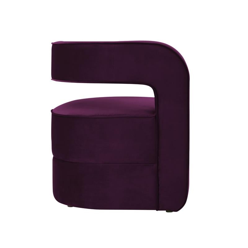 Posh Living Crown Velvet Barrel Back Accent Chair in Purple