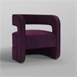 Posh Living Crown Velvet Barrel Back Accent Chair in Purple
