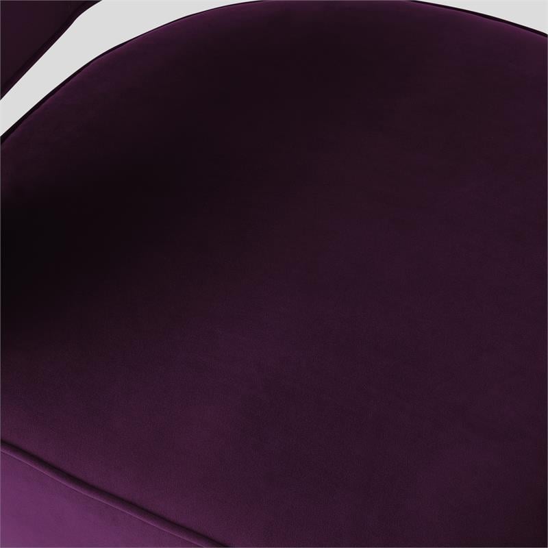 Posh Living Crown Velvet Barrel Back Accent Chair in Purple