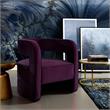 Posh Living Crown Velvet Barrel Back Accent Chair in Purple