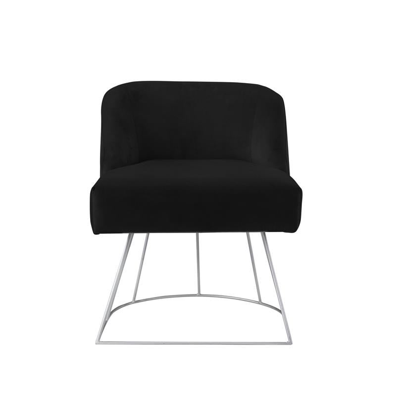 Posh Inspired Home Vinsa Velvet Vanity Stool with Curved Backrest in Black
