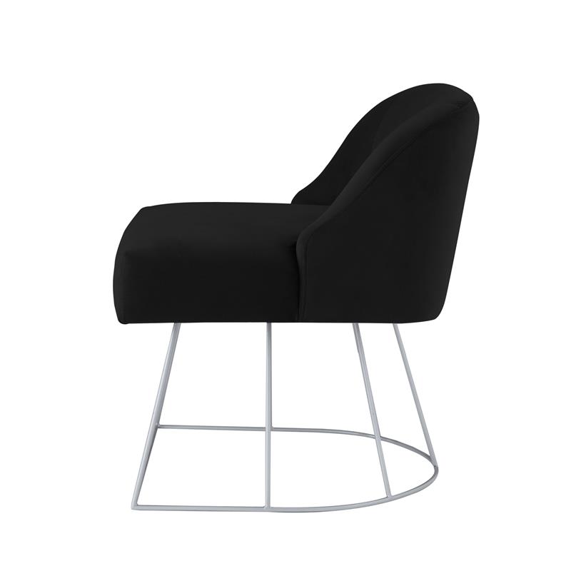 Posh Inspired Home Vinsa Velvet Vanity Stool with Curved Backrest in Black