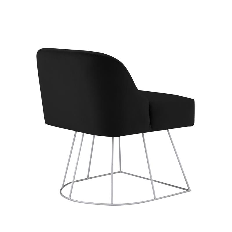 Posh Inspired Home Vinsa Velvet Vanity Stool with Curved Backrest in Black