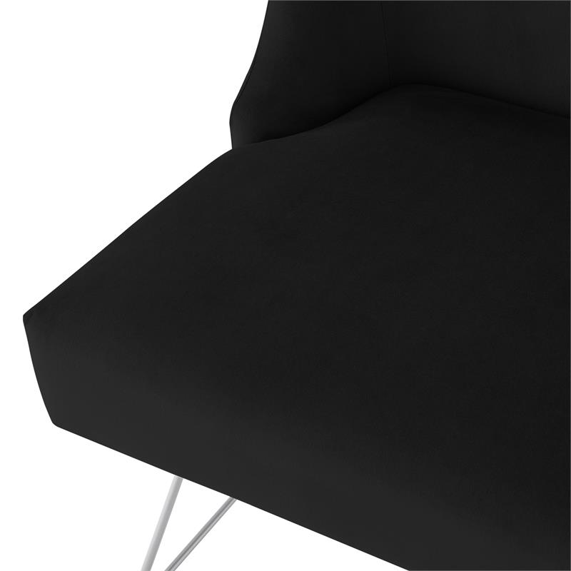 Posh Inspired Home Vinsa Velvet Vanity Stool with Curved Backrest in Black