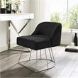 Posh Inspired Home Vinsa Velvet Vanity Stool with Curved Backrest in Black