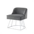 Posh Inspired Home Vinsa Velvet Vanity Stool with Curved Backrest in Gray