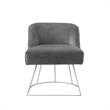 Posh Inspired Home Vinsa Velvet Vanity Stool with Curved Backrest in Gray