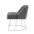 Posh Inspired Home Vinsa Velvet Vanity Stool with Curved Backrest in Gray