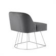 Posh Inspired Home Vinsa Velvet Vanity Stool with Curved Backrest in Gray