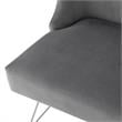 Posh Inspired Home Vinsa Velvet Vanity Stool with Curved Backrest in Gray
