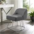 Posh Inspired Home Vinsa Velvet Vanity Stool with Curved Backrest in Gray