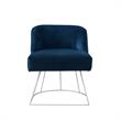 Posh Inspired Home Vinsa Velvet Vanity Stool with Curved Backrest in Navy Blue