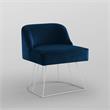 Posh Inspired Home Vinsa Velvet Vanity Stool with Curved Backrest in Navy Blue