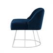Posh Inspired Home Vinsa Velvet Vanity Stool with Curved Backrest in Navy Blue