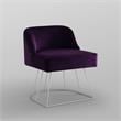 Posh Inspired Home Vinsa Velvet Vanity Stool with Curved Backrest in Purple