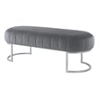 Posh Living Modern Velvet Bench in Gray/Silver