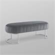 Posh Living Modern Velvet Bench in Gray/Silver